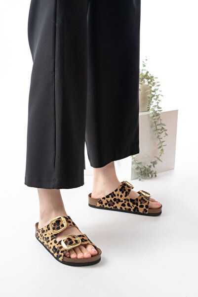 GNY AYAKKABI Women's Orthopedic Sole Double Buckle Stock Slippers