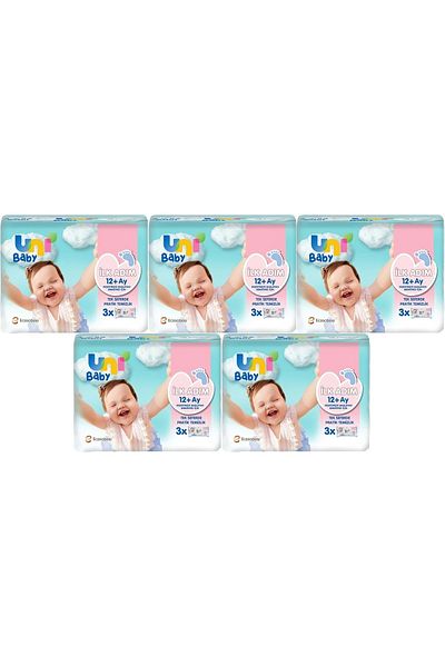 Uni Baby Wet Towel Wipes First Step 52 Sheets (Set of 15) 780 Sheets (5Pk*3)
