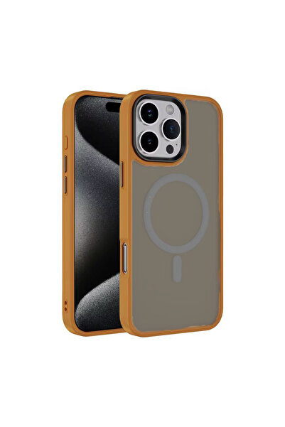 Nettech İphone 13 Uyumlu Mat Renkli Magsafe Arka Koruma Kılıf - Gold