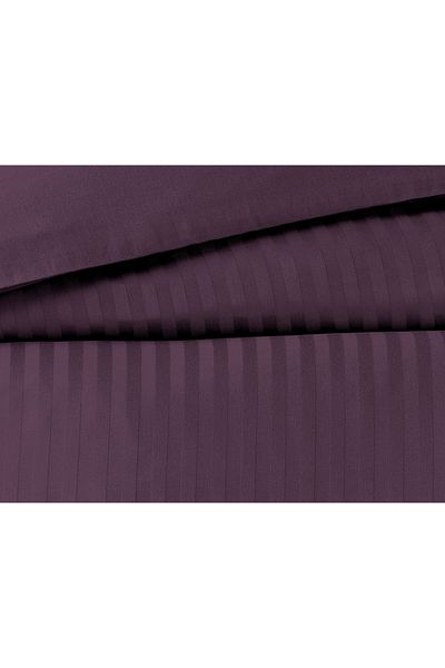 Madame Coco Elicia Doppelt gestreiftes Satin-Bettbezug-Set - Pflaume