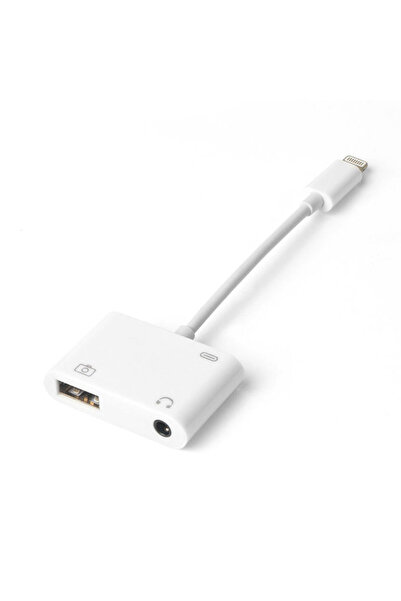 Techmaster Iphone Lightning 3.5 Mm Kulaklık Ve Usb 3.0 Kamera Hub Adaptör