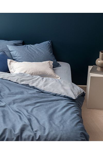 Madame Coco Juin Bedrucktes Bettbezug-Set aus Baumwolle, Kingsize, Marineblau