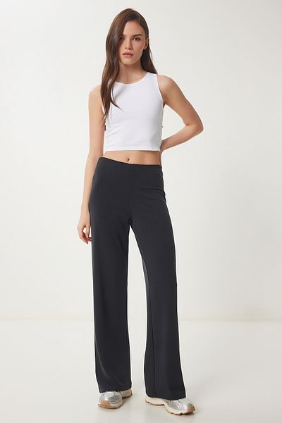 Lovelyİstanbul Φαρδύ πόδι Modal Sweatpants, Μαύρο LUB0093