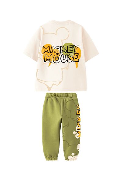 Lolliboomkids New Season Children's Ice Cream Cone Printed Cotton T-Shirt Tracksuit Bottom Top Set 2 Pieces