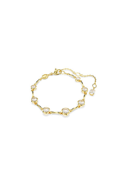 Swarovski Imber Tennis bileklik, Karışık yuvarlak kesimler, Beyaz, Altın reng...