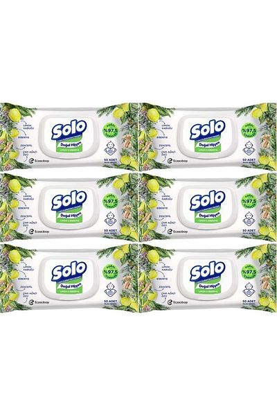 Solo 50 Sheets Wet Towel Wipes 300 Sheets Set of 6 Lemon & Rosemary