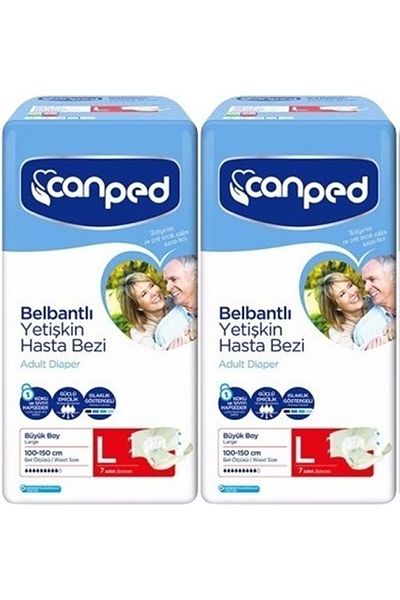 Canped Adult Waistband Diapers - Polyethylene L-Large, Large Size 14 Pieces (2Pk*7)
