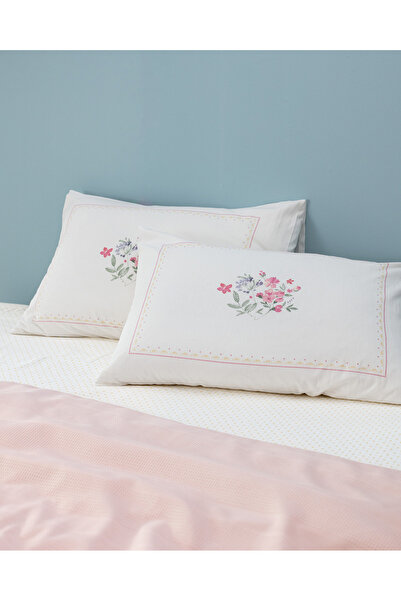 Madame Coco Mathilda Einzelbettbezug-Set aus Ecocell-Baumwolle, einfarbig, Puder