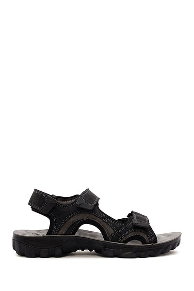 Derimod Men's Black Banded Nubuck Genuine Leather Casual Sandals 24Sfd6793V3
