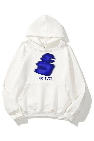 Trendiz Unisex mikina první třídy s kapucí bílá