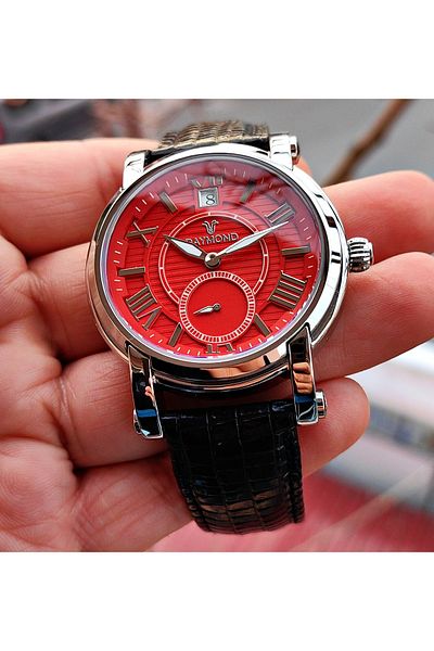 Raymond Red Dial Classic Men's Wristwatch