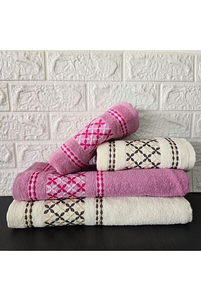 Kotonia Home Set 4 prosoape Kotonia Home Family Carry, Bumbac, dimensiune 50x90 cm si 70x140 cm, Multicolor