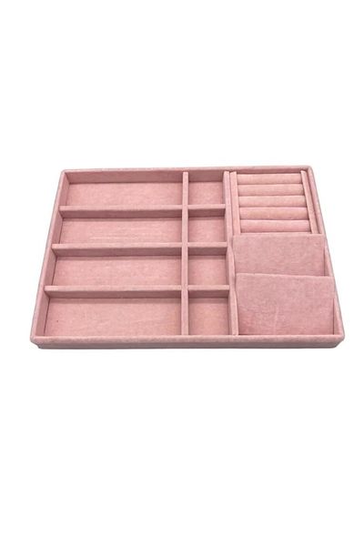 MeGass Dekor Domestic Production Helsinki Model Suede Coating Pink Color Multiple Mix Drawer Jewelry Organizer