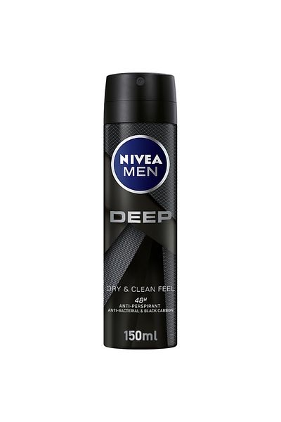 NIVEA Men Deep Darkwood Maxtech 72h Black Carbon, Antiperspirant For Men, Antibacterial, Spray 150ml