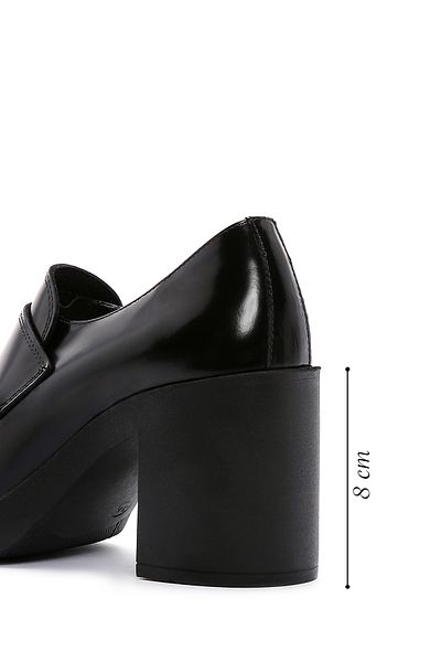 Derimod Black High Heel Leather Loafer - 24WFD 140222