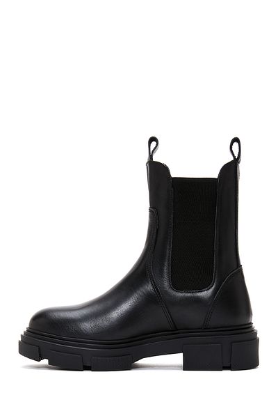 Derimod Women's Black Leather Chelsea Boots 24Wfd 510518