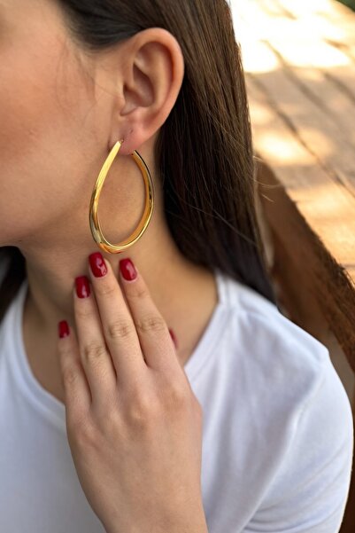 Utku Kuyumculuk 18 AYAR İTALYAN OVAL HALKA KÜPE