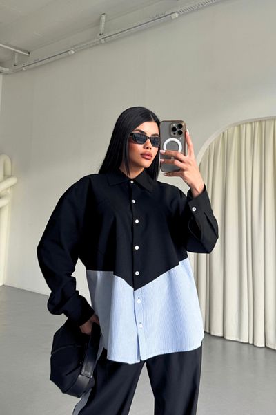 leyla sanat sanata yeni bir bakış açısı Leyla Sanat a New Perspective on Art Polyviscos - Poplin Piece Shirt Pants Suit - Black
