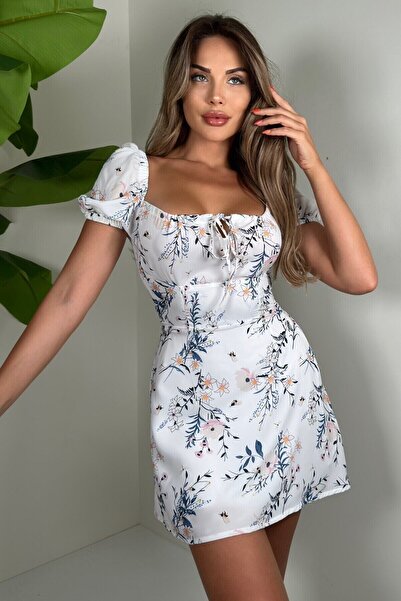 sportiness فستان كيلو منقوش مع تفاصيل الأكمام البالونية