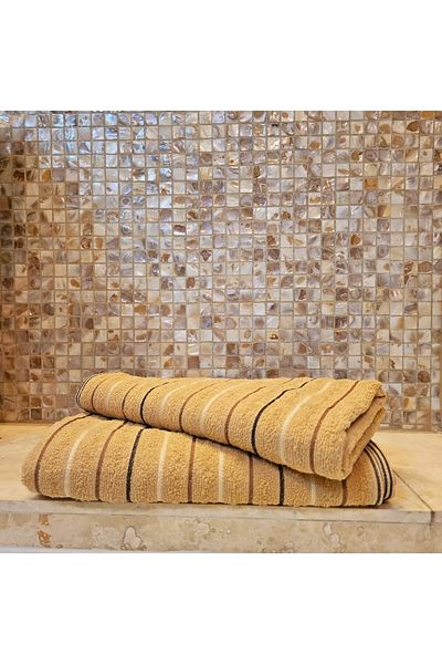 Kotonia Home Set of 2 Towels - Family Ladick, 100% Cotton, Size 50x90 Cm, Beige