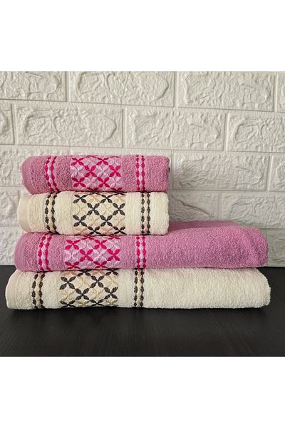 Kotonia Home Set 4 prosoape Kotonia Home Family Carry, Bumbac, dimensiune 50x90 cm si 70x140 cm, Multicolor
