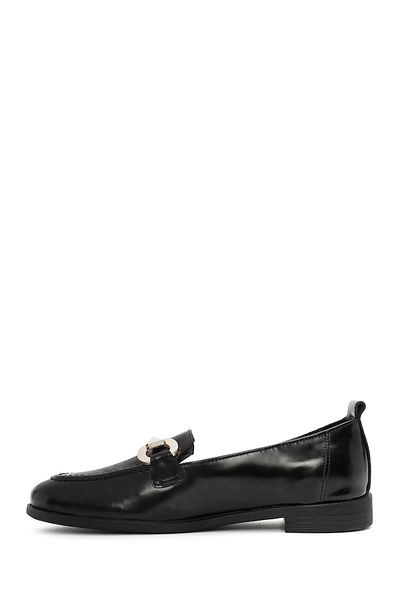 Derimod Black Buckle Leather Women's Loafer - 24Wfd 200722