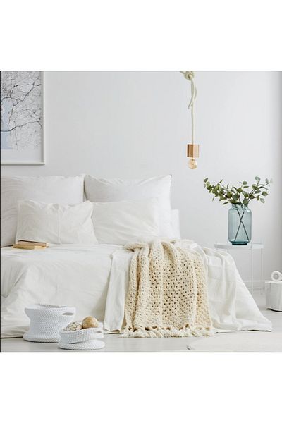 Kotonia Home Lenjerie de pat 4 piese Kotonia Home Hotel King Size, 100% bumbac, Ranforce, Alb