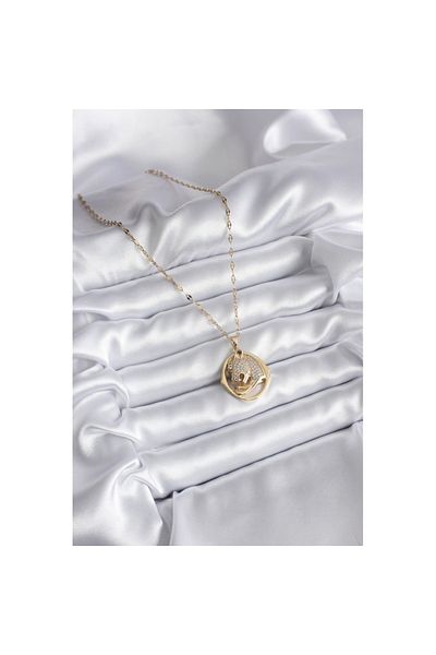 Skygo 316L Steel Gold Color Zircon Stone Cougar Model Women's Necklace - TJ-BKO8178