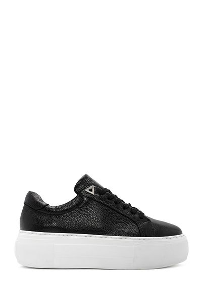 Derimod Black Leather Sneaker - Lace-up and Thick Sole 24wfd3711ft