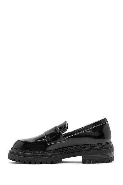 Derimod Women's Black Thick Sole Leather Masculine Loafer 24Wfd 184122