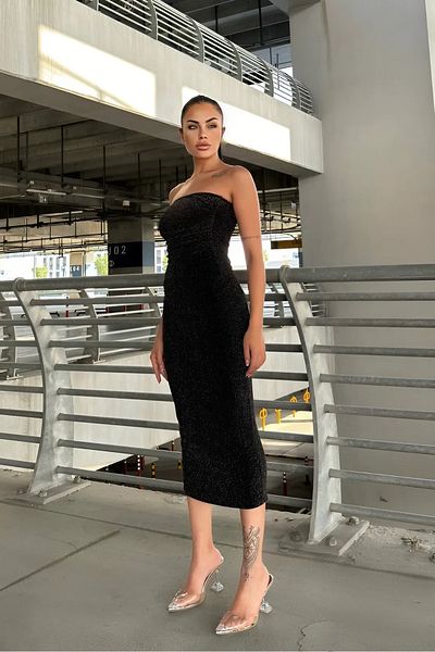 sportiness Rochie midi argintie fără bretele pentru femei