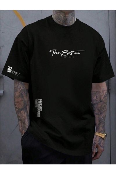 MOONBULL Men's the Boston Printed Oversize T-Shirt