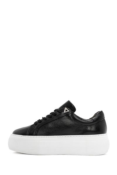 Derimod Black Leather Sneaker - Lace-up and Thick Sole 24wfd3711ft