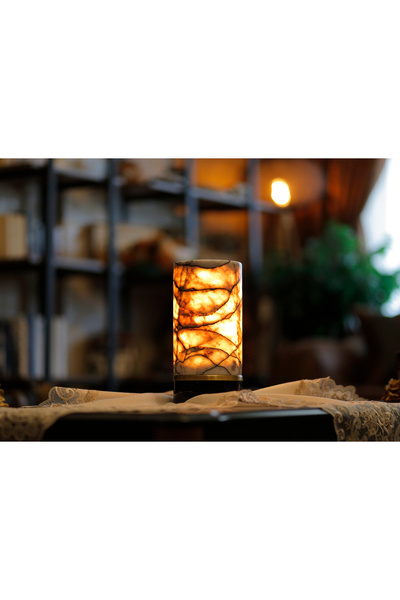 marbelix Luxora 25cm Ultra Lüks Mermer Gece Lambası - Oniks Masa Lambası - Me...