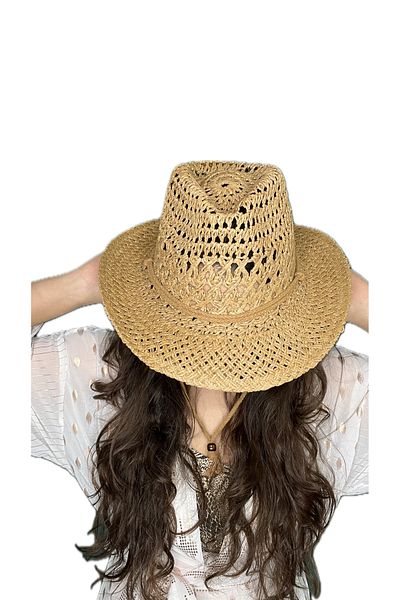 laviyonsa Luxury Knitted Straw Cowboy Model Summer Beach Hat