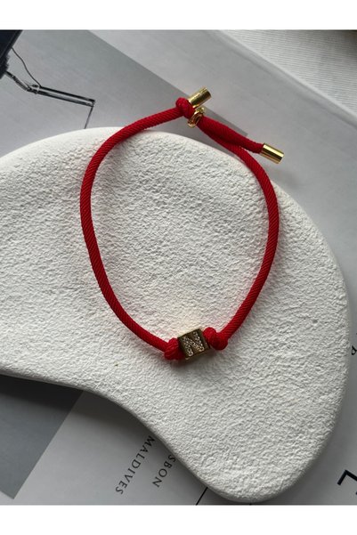 Rossetto Atelier Küp N Harfli Asansörlü Kırmızı İp Bileklik