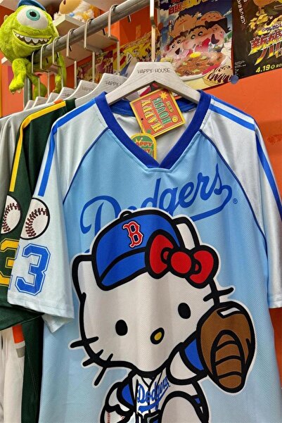 rengarenk outlet Mavi Hello Kitty Dodgers Forma Unisex T-shirt