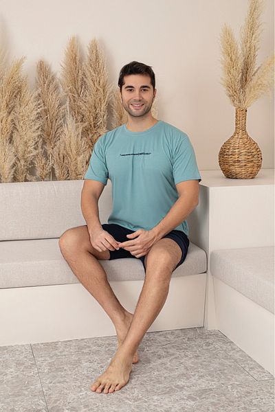 Temporium Ανδρικό σετ πιτζάμες με εμπριμέ κοντομάνικο σορτς