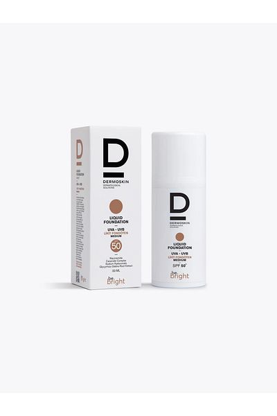 Dermoskin Be Bright Liquid Medium Foundation - Spf50+ Uva & Uvb Sunscreen, High Coverage 33 ml