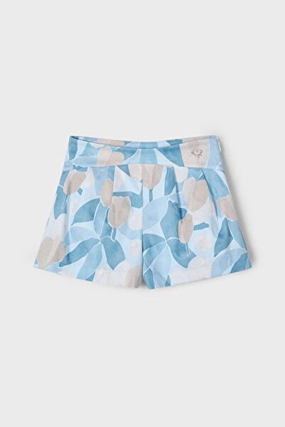 MAYORAL Kız Çocuk 3-9 Yaş Çicek Desenli Şort 3905 Mavi