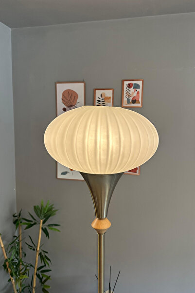 Bamyum Beyaz Cam Q Lambader Modern Dekoratif Metal Oturma Odası Çalışma Odası Zemin Lambası