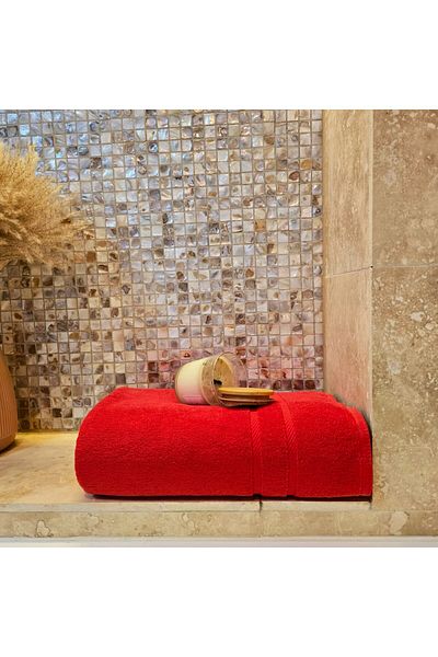 Kotonia Home Set of 2 Intense Bath Towels - 100% Cotton, 50x90 Cm and 70x140 Cm, 500 G/sqm, Red