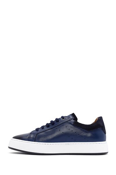 Derimod Men's Navy Blue Lace-Up Leather Sneakers 24Wfd 621618