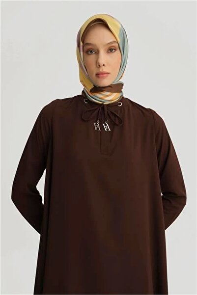 Armine Bağcık Detaylı Tunik 25yh4202 Kahverengi