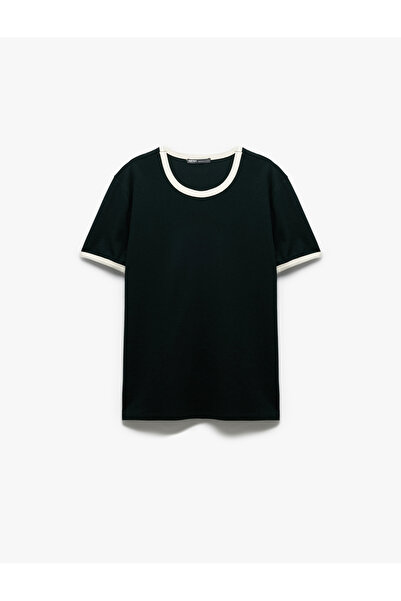 Koton Pamuklu Regular Fit Biyeli Kısa Kollu Bisiklet Yaka Erkek Tişört