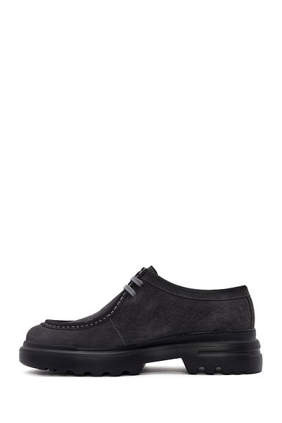 Derimod Men's Gray Suede Leather Casual Shoes - Lace-Up, 24Wfd 631710