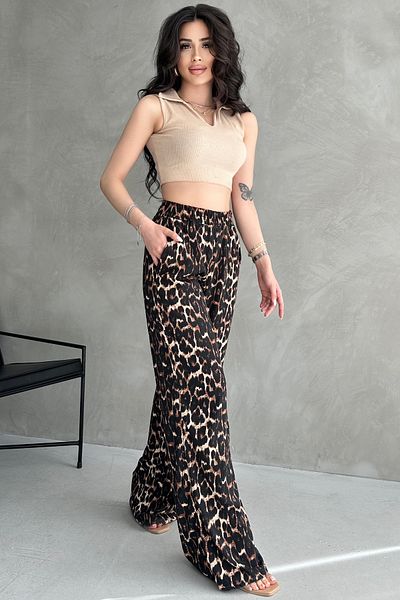 Rabi Shine Wrap Palazzo Pants with Elastic Waist and Pockets