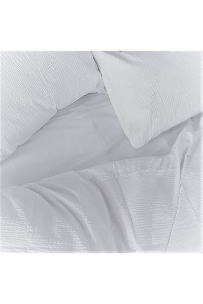 Kotonia Home Set Lenjerie De Pat Xxl Creponat Ranforce, Alb, Pentru 2 Persoane