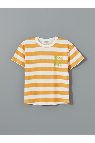 LC Waikiki Loose Fit 100% Cotton Combed Fabric Striped Boy's T-Shirt