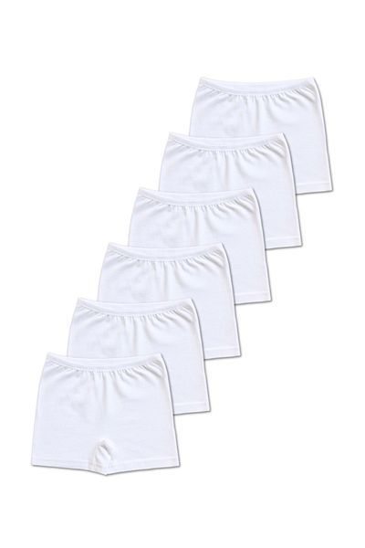 GizaKids Set de 6 lenjerie de corp boxer din bumbac pieptănat din lycra alb pentru fete, 94% bumbac